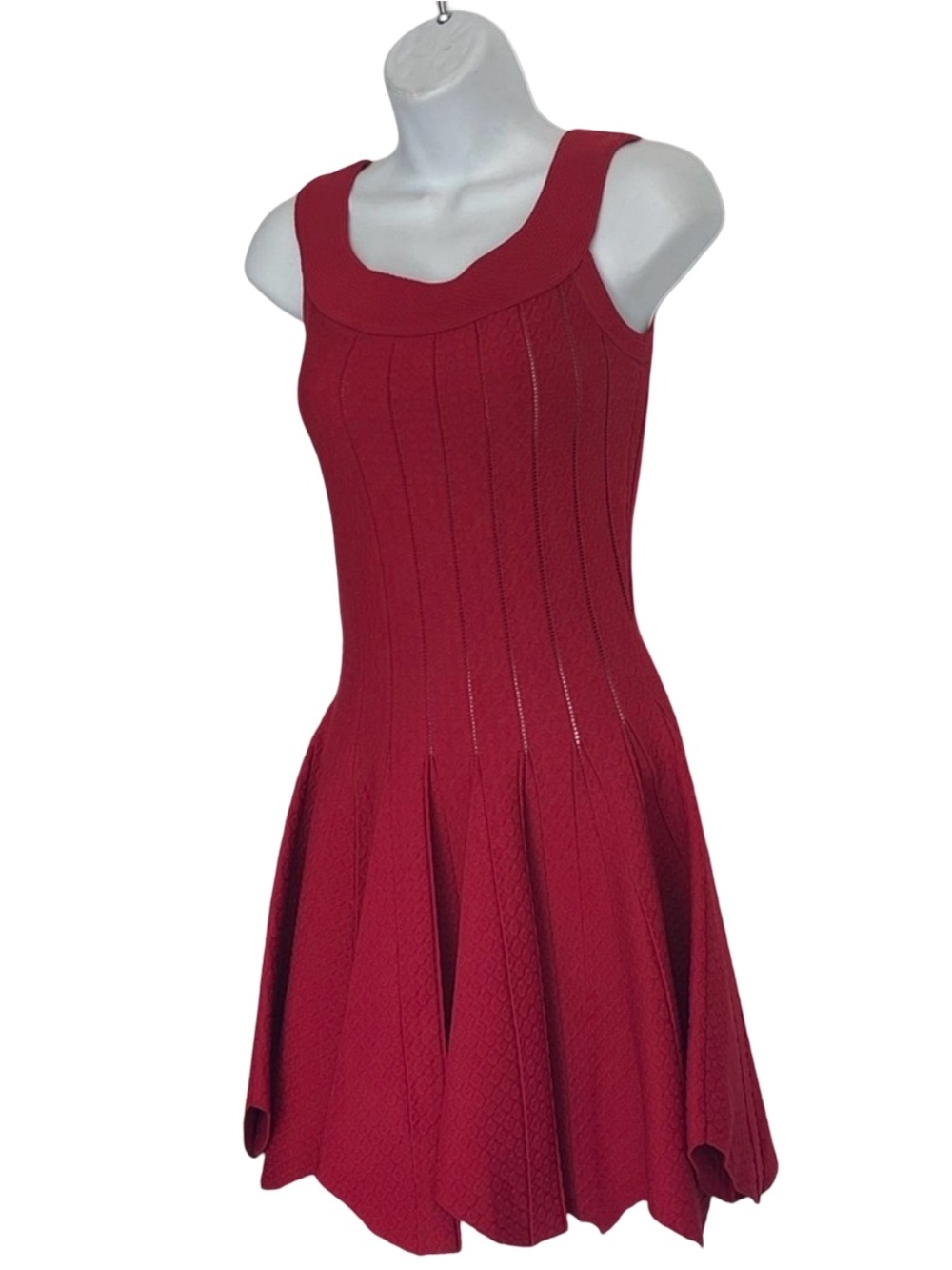 EUC Cute & Flirty Jonathan Simkhai Off Shoulder Pointelle Red Dress XS - Picture 14 of 15